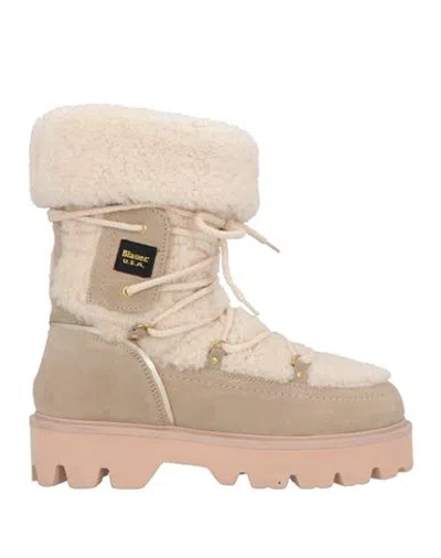 Blauer Woman Ankle Boots Ivory Size 9 Leather In White