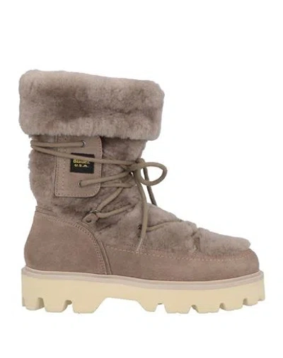 Blauer Woman Ankle Boots Khaki Size 7.5 Leather In Beige