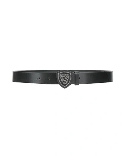 Blauer . Woman Belt Black Size 38 Regenerated Leather, Polyurethane, Cotton, Viscose In Blue