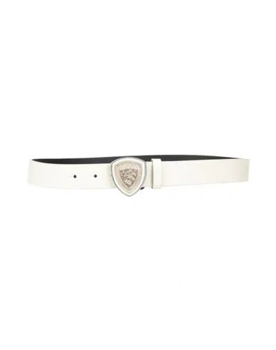 Blauer . Woman Belt Ivory Size 38 Regenerated Leather, Polyurethane, Cotton, Viscose In White
