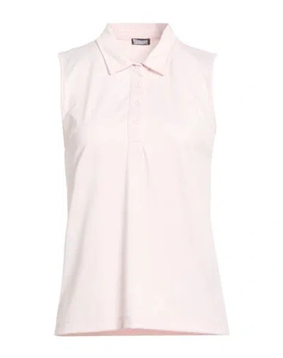 Blauer . Woman Polo Shirt Light Pink Size L Polyester, Elastane