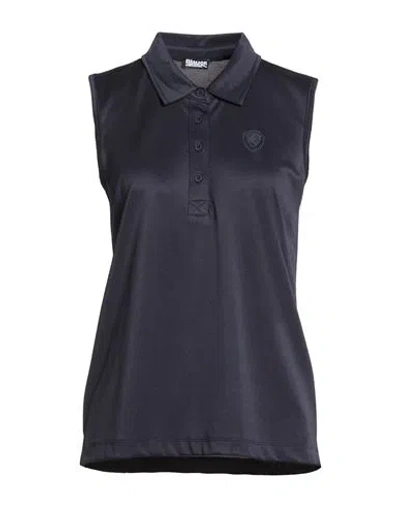 Blauer . Woman Polo Shirt Midnight Blue Size M Polyester, Elastane In Black