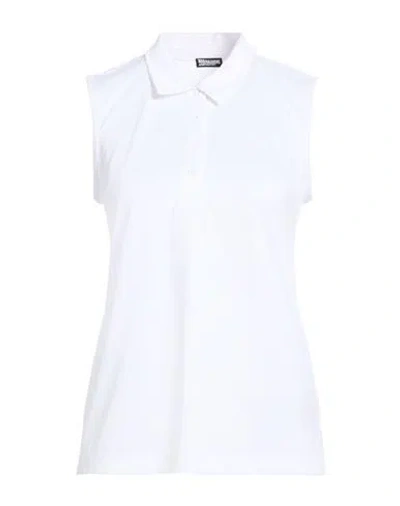 Blauer . Woman Polo Shirt White Size L Polyester, Elastane In Blue