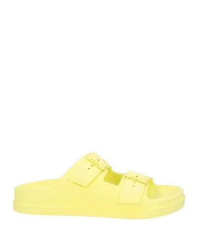 Blauer . Woman Sandals Pastel Yellow Size 7.5 Synthetic Fibers In Multi