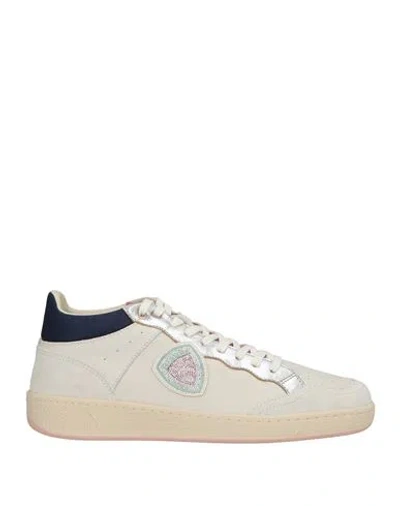 Blauer . Woman Sneakers Cream Size 8.5 Leather, Textile Fibers In Multi