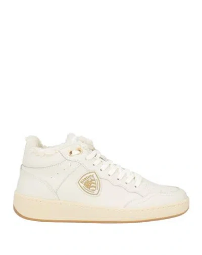 Blauer . Woman Sneakers Ivory Size 6 Leather, Textile Fibers In White