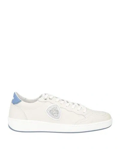 Blauer . Woman Sneakers Ivory Size 6.5 Leather, Textile Fibers In White