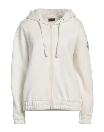 Blauer . Woman Sweatshirt Off White Size L Cotton, Polyester