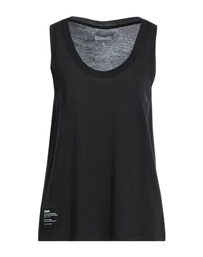 Blauer . Woman Tank Top Black Size L Lyocell, Cotton
