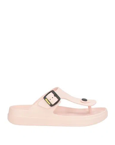 Blauer . Woman Thong Sandal Light Pink Size 7.5 Rubber In Animal Print