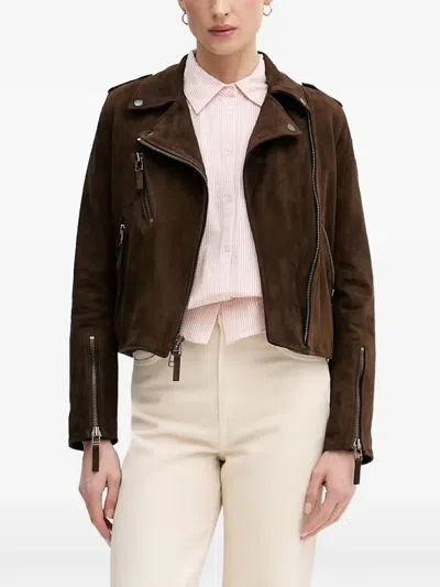 Blauer Zip-fastening Biker Jacket In Brown