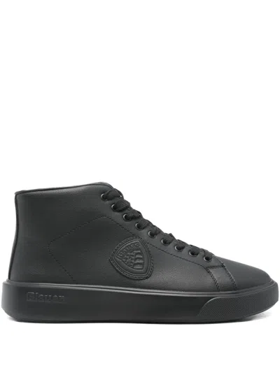 BLAUER ZIPPED LEATHER HIGH-TOP SNEAKERS
