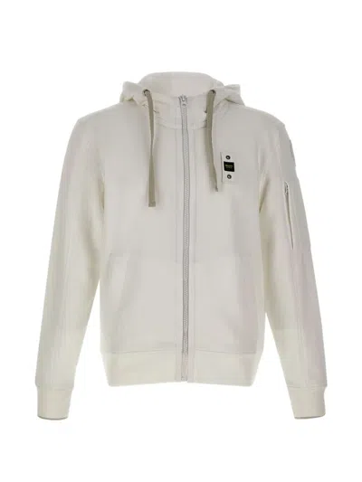 Blauer Zip-up Drawstring Hoodie In White