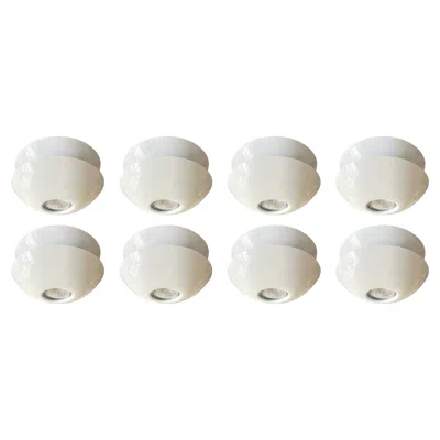 Pre-owned Blauet Postmodern White Metal Set Of Eight Flush Mounts By , Barcelona, 1980s