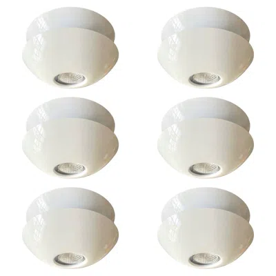 Pre-owned Blauet Postmodern White Metal Set Of Six Flush Mounts By , Barcelona, 1980s