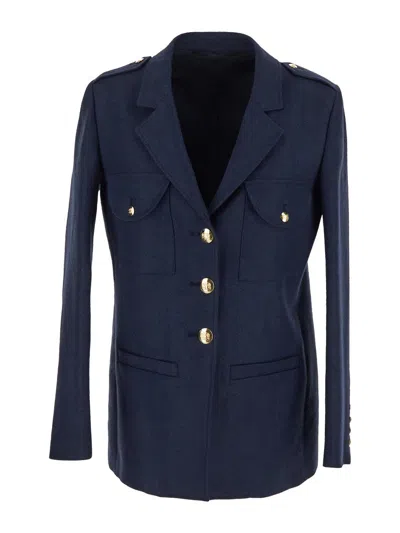 Blaze` Clarity Flap Blazer In Blue