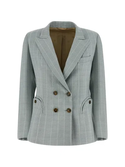 Blazé Milano Blazer Zenith Everynight In Lino E Seta Azzurro Blaze In Green