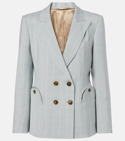 Blazé Milano After You Charmer Pinstripe Double-breasted Blazer In Blue