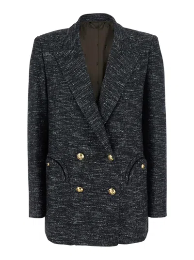 BLAZÉ MILANO AIFER GREY DOUBLE-BREASTED JACKET WITH NOTCHED REVERS IN WOOL BLEND WOMAN