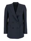 Blazé Milano Aile Blue Double-breasted Jacket With Peak Revers In Wool Blend Woman