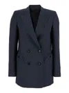 Blazé Milano Aile Blue Double-breasted Jacket With Peak Revers In Wool Blend Woman In Blu