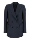 Blazé Milano Aile Blue Double-breasted Jacket With Peak Revers In Wool Blend Woman In Blue