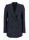 Blazé Milano Aile Blue Double-breasted Jacket With Peak Revers In Wool Blend Woman In Blue