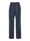 Blazé Milano 'aile' Blue Pants With Belt Loops And Box-pleated Details In Blue