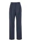 Blazé Milano 'aile' Blue Pants With Belt Loops And Box-pleated Details