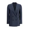 Blazé Milano Aile Blue Double-breasted Jacket With Peak Revers In Wool Blend Woman