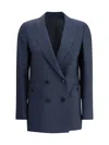 Blazé Milano Aile Blue Double-breasted Jacket With Peak Revers In Wool Blend Woman In Navy
