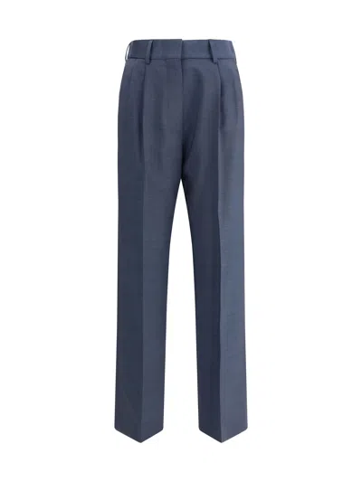 Blazé Milano 'aile' Blue Pants With Belt Loops And Box-pleated Details
