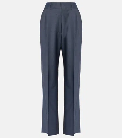Blazé Milano 'aile' Blue Pants With Belt Loops And Box-pleated Details