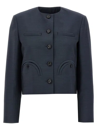 Blazé Milano Collarless Casual Jacket In Blue
