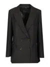 Blazé Milano Alcanara Black Double-breasted Blazer In Black