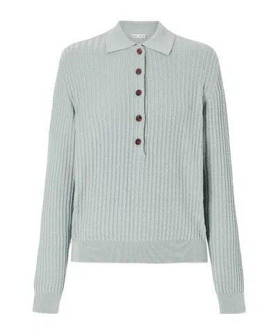 Blazé Milano Alegria Cable-knit Cotton And Silk-blend Polo Sweater In Blue