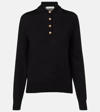 Blazé Milano Alegria Silk And Cotton Polo Sweater In Black