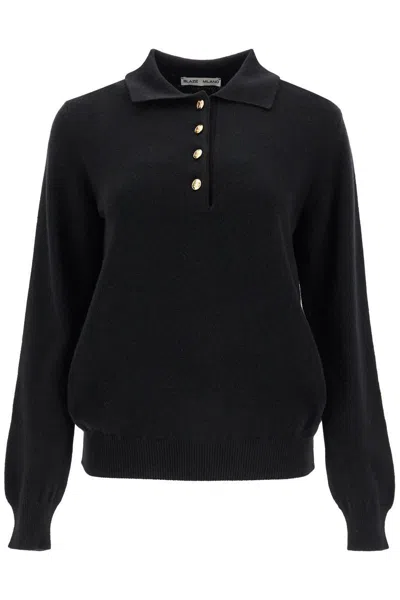 Blazé Milano Alegria Silk And Cotton-blend Sweater In Black