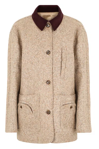 Blazé Milano Alpaca And Wool Blend Jacket In Beige