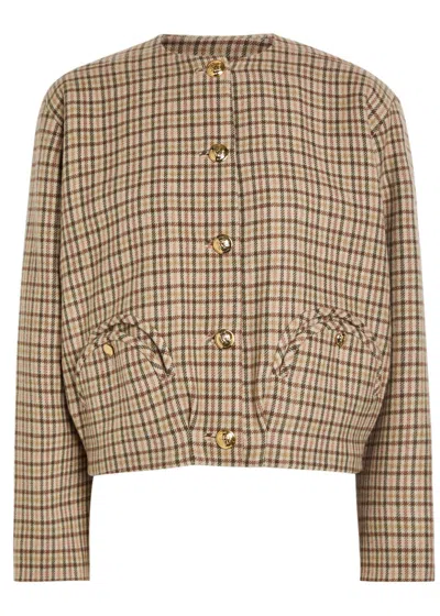 Blazé Milano Blaze Milano Altai Checked Wool And Cashmere-blend Jacket In Brown