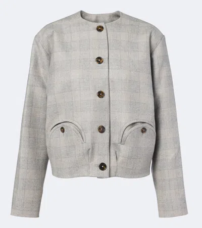 Blazé Milano Blaze Milano Altai Checked Wool, Silk, And Cashmere Jacket In Grau