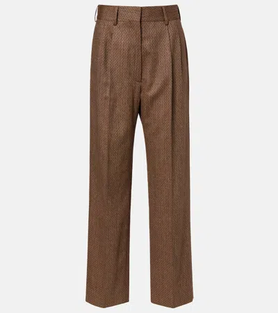 Blazé Milano Blaze Milano Amel Silk And Wool Wide-leg Pants In Brown