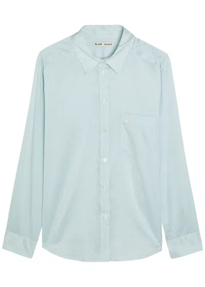 Blazé Milano Blaze Milano Anabas Pinstripe Silk And Cotton-blend Shirt In Blue