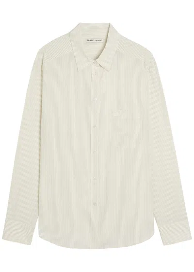 Blazé Milano Blaze Milano Anabas Pinstripe Silk Shirt In Neutral