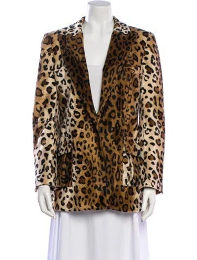 Pre-owned Blazé Milano Animal Print Blazer In Brown