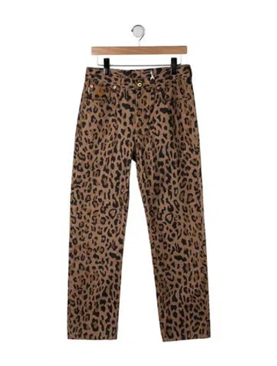 Pre-owned Blazé Milano Animal Print Straight Leg Pants W/ Tags In Brown