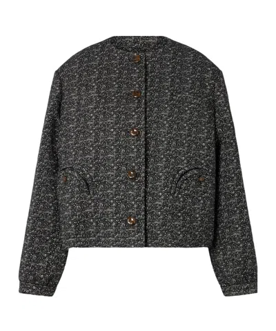 Blazé Milano Antalya Gliss Cropped Cotton-blend Tweed Jacket In Gray