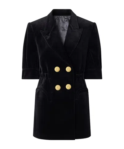 Blazé Milano Anyway Embellished Cotton-velvet Mini Dress In Black
