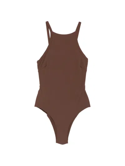 Blazé Milano Appliqué-detail Swimsuit In Brown