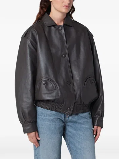 Blazé Milano Ares Charlie Leather Bomber Jacket In Black
